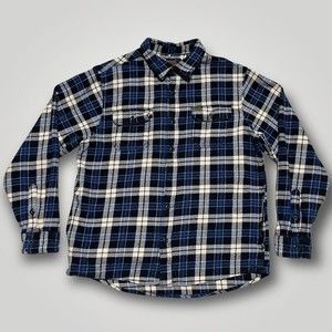 Orvis Heavy Plaid Long Sleeve Flannel Shirt Jacket Shacket Men's Size Large